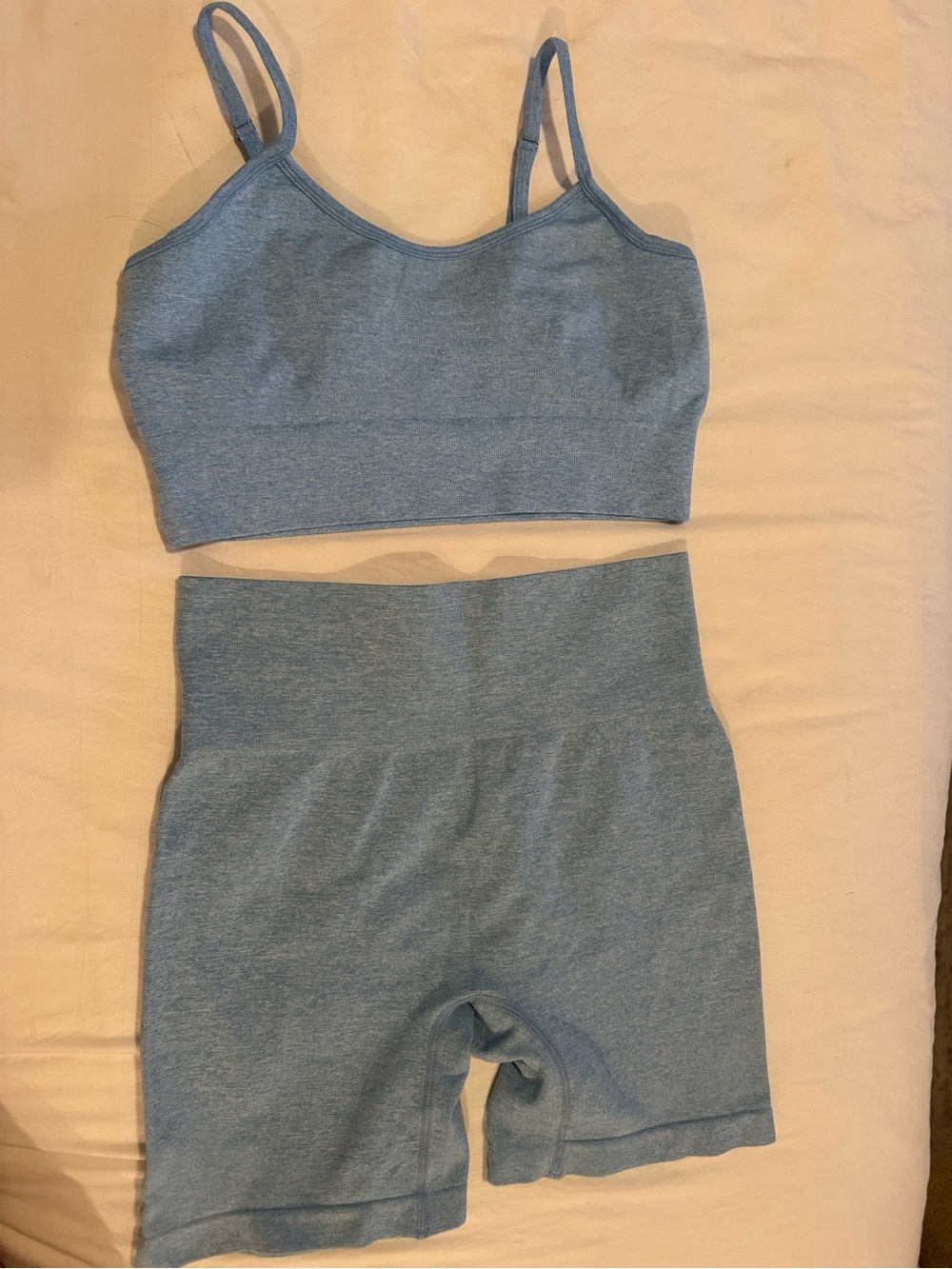 Seamless Kids High-Waist Bike Shorts in Heather Blue -